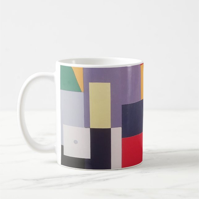 Multicolor geometric abstract collage coffee mug (Left)