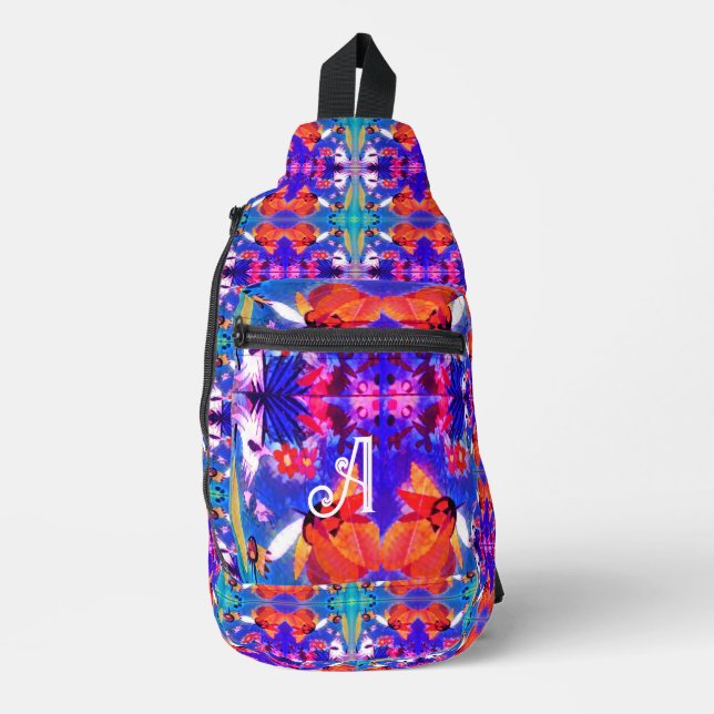 multicolor geometric background sling bag (Front)