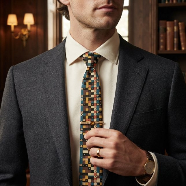 Multicolor Geometric Circles & Squares Bauhaus Tie (Creator Uploaded)