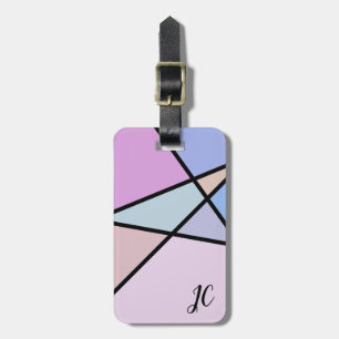 Multicolor Geometric Lines and Shapes Luggage Tag