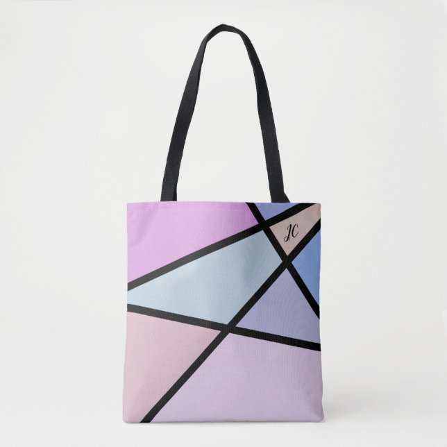 Multicolor Geometric Lines and Shapes Tote Bag (Front)