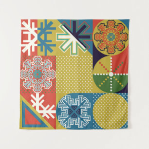 Multicolor Geometric: Local Snowflake Background Tapestry