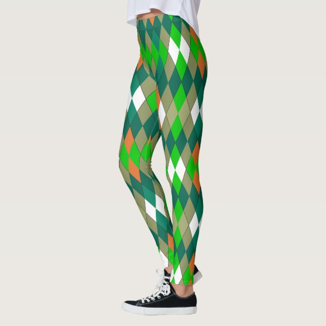 Multicolor geometric pattern rhombuses minimalism leggings (Left)