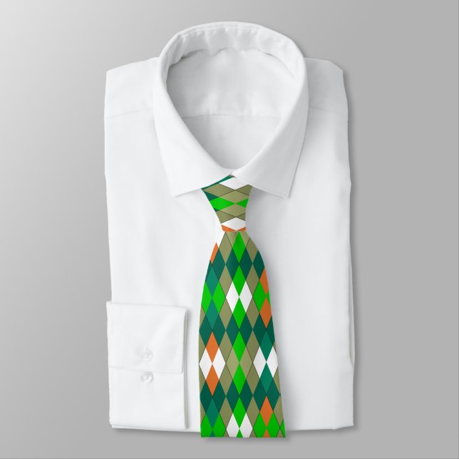 Multicolor geometric pattern rhombuses minimalism tie (Tied)