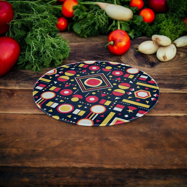Multicolor Geometric Shapes Pattern Cutting Board (chopping board)
