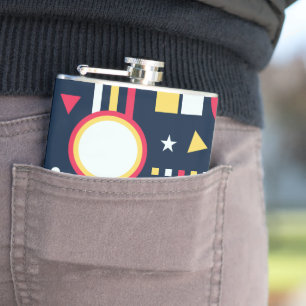 Multicolor Geometric Shapes Pattern Hip Flask