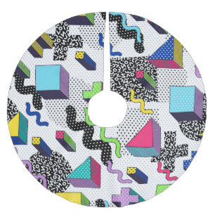 Multicolor geometric shapes, retro pattern. brushed polyester tree skirt