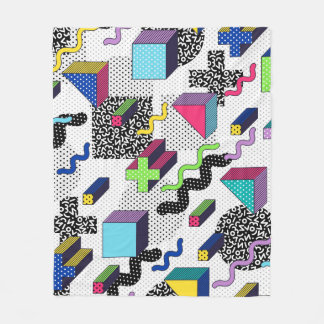 Multicolor geometric shapes, retro pattern. fleece blanket