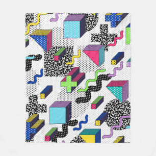 Multicolor geometric shapes, retro pattern. fleece blanket