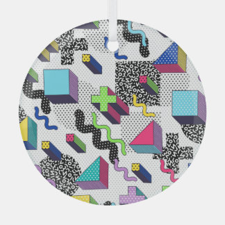 Multicolor geometric shapes, retro pattern. glass tree decoration