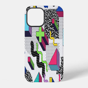 Multicolor geometric shapes, retro pattern. iPhone 12 case