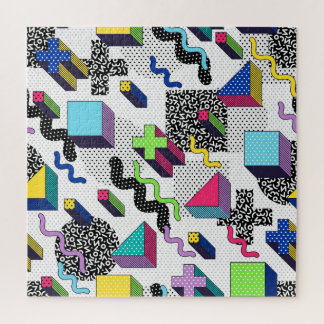 Multicolor geometric shapes, retro pattern. jigsaw puzzle