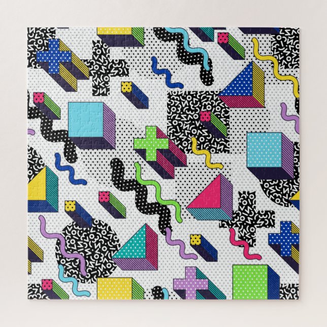 Multicolor geometric shapes, retro pattern. jigsaw puzzle (Vertical)