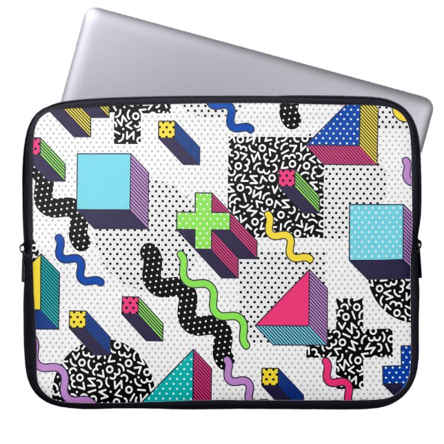 Multicolor geometric shapes, retro pattern. laptop sleeve (Front)