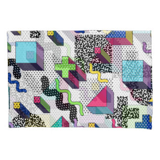 Multicolor geometric shapes, retro pattern. pillowcase