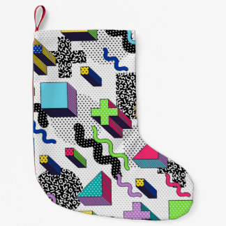 Multicolor geometric shapes, retro pattern. small christmas stocking