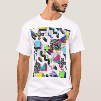 Multicolor geometric shapes, retro pattern. T-Shirt