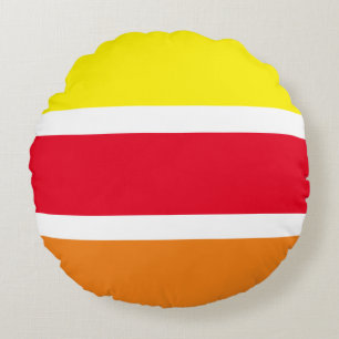 Multicolor geometric stripes pattern round pillow