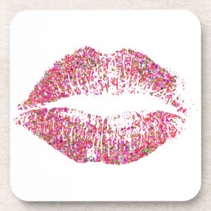 Multicolor Glitter Lips #11 Coaster