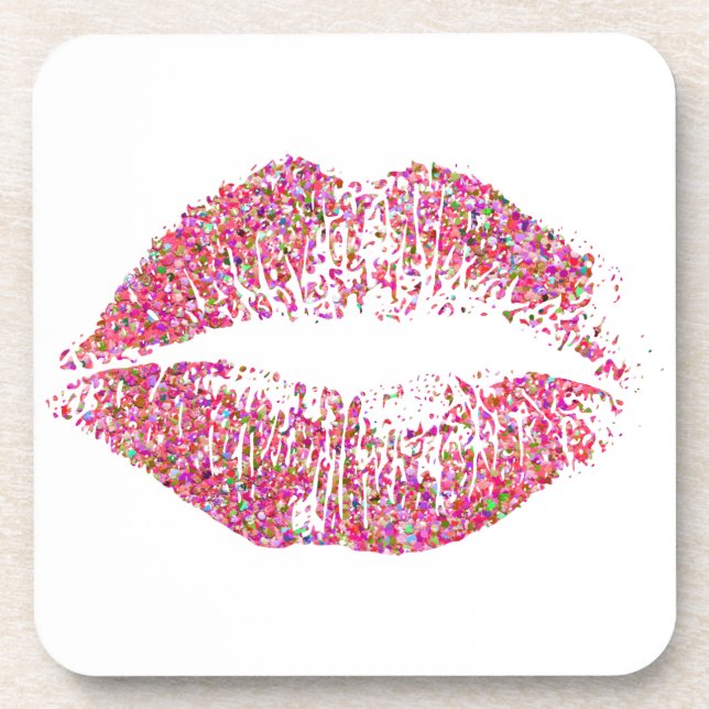 Multicolor Glitter Lips #11 Coaster (Front)