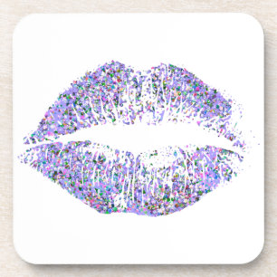 Multicolor Glitter Lips #13 Coaster