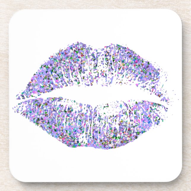 Multicolor Glitter Lips #13 Coaster (Front)