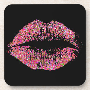 Multicolor Glitter Lips #4 Coaster