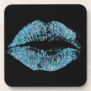 Multicolor Glitter Lips #6 Coaster