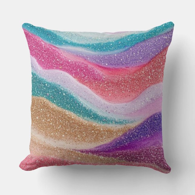 Multicolor Glitter Sparkling Sequin Cushion  (Front)