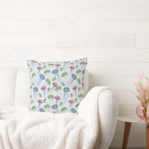 Multicolor glowing jelly fish pattern cushion