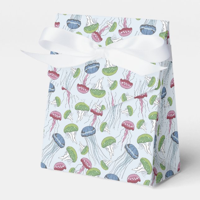 Multicolor glowing jelly fish pattern favour box (Front Side)