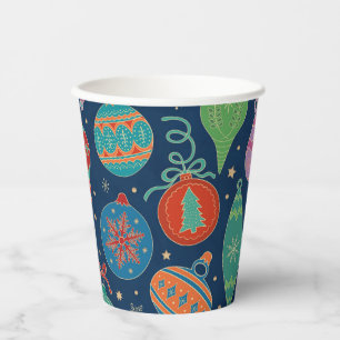 Multicolor Gold Christmas Tree Decoration Pattern Paper Cups