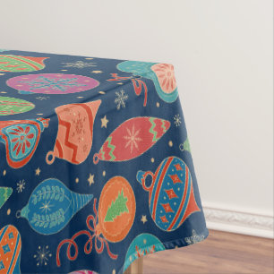 Multicolor Gold Christmas Tree Decoration Pattern Tablecloth