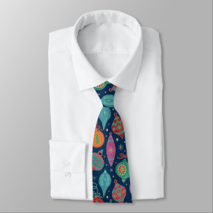 Multicolor Gold Christmas Tree Decoration Pattern Tie