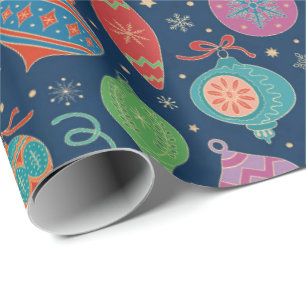 Multicolor Gold Christmas Tree Decoration Pattern Wrapping Paper