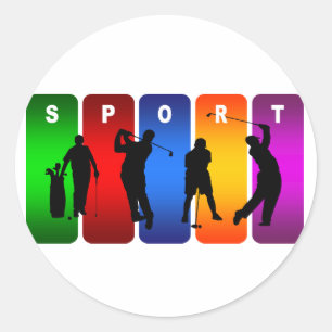 Multicolor Golf Emblem Classic Round Sticker