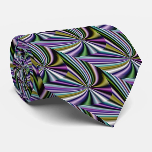 Multicolor Green/Yellow/Silver/Pink/Purple/Blue Tie (Rolled)