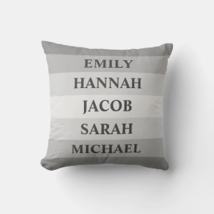Multicolor Grey Stripes 5 Family Friend Names Cushion