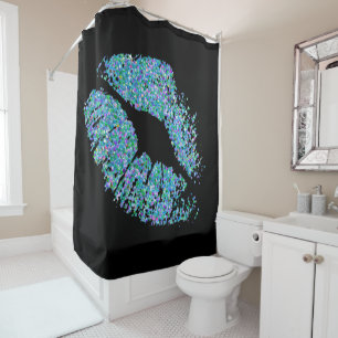 Multicolor Grit Glitter Lips #13 Shower Curtain