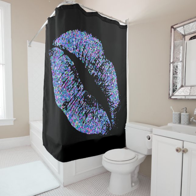 Multicolor Grit Glitter Lips #15 Shower Curtain (In Situ)