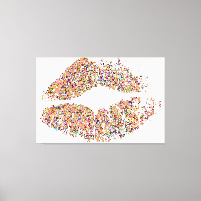 Multicolor Grit Glitter Lips #28 Canvas Print (Front)