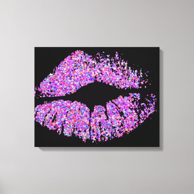 Multicolor Grit Glitter Lips #3 Canvas Print (Front)
