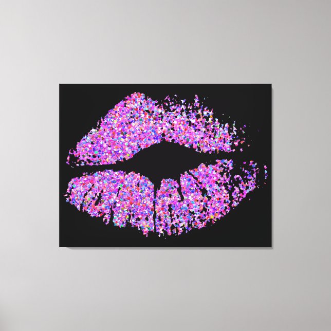 Multicolor Grit Glitter Lips #3 Canvas Print (Front)