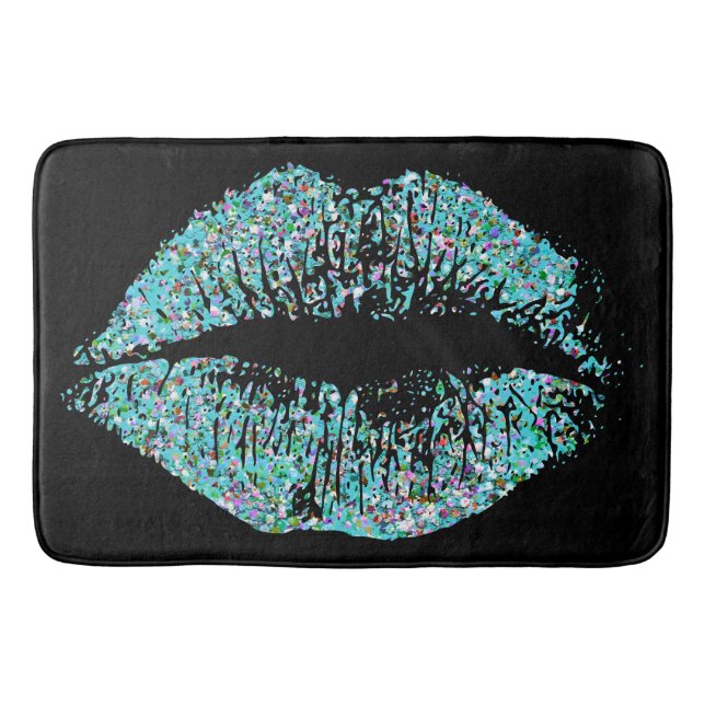 Multicolor Grit Glitter Lips #4 Bath Mat (Front)