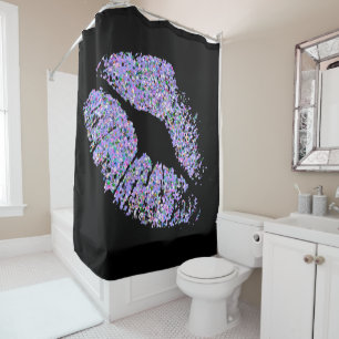 Multicolor Grit Glitter Lips #5 Shower Curtain