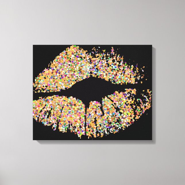 Multicolor Grit Glitter Lips #8 Canvas Print (Front)