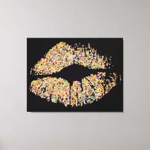 Multicolor Grit Glitter Lips #8 Canvas Print