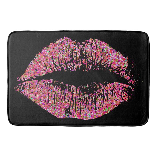 Multicolor Grit Glitter Lips #9 Bath Mat (Front)