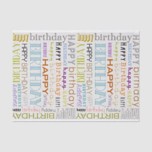 Multicolor Happy Birthday Typography Tissue Paper