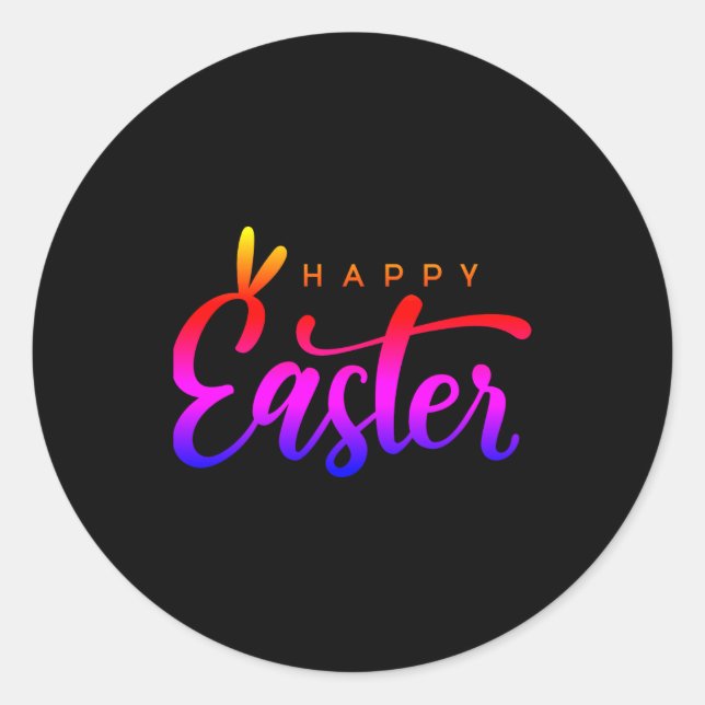 Multicolor happy easter  classic round sticker (Front)